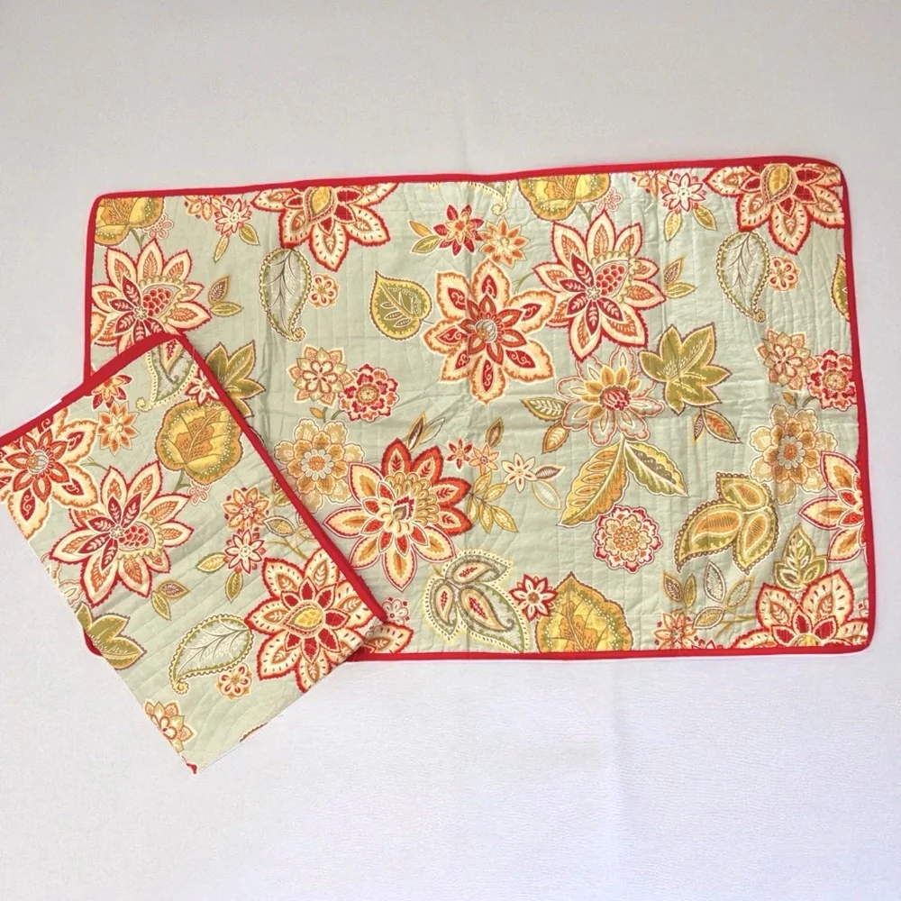 Waverly Charismatic Quilted Floral Paisley XL King Size Pillow Shams Set Of 2